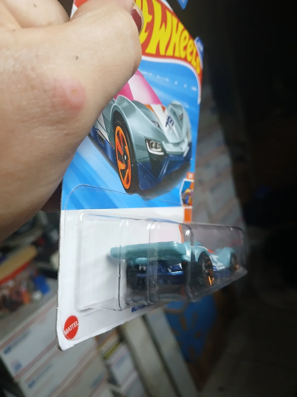 Hot Wheels Blitzspeeder in light aqua/steel blue with a pink windshield and the